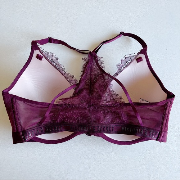 Victorias Secret Lace Purple Plunge Front Closure Bra Size 34DD - Picture 2 of 4